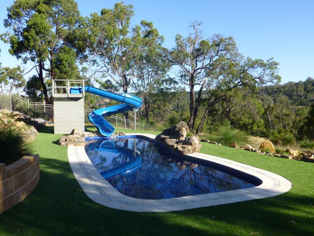 Water slide backyard store pool